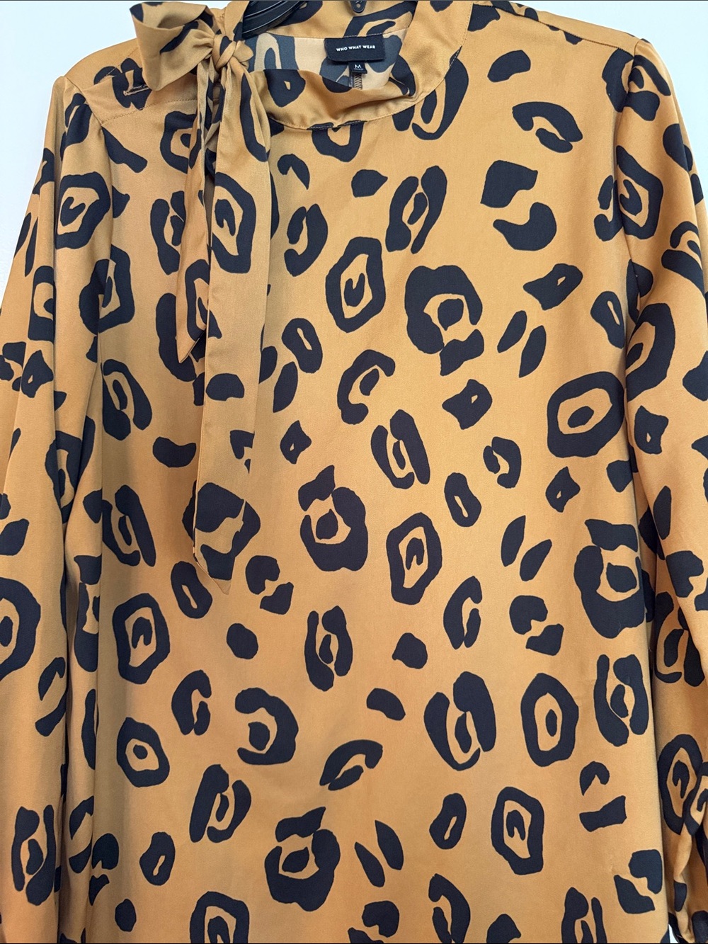 Who What Wear Mustard and Black Long Sleeve Leopard Print Dress